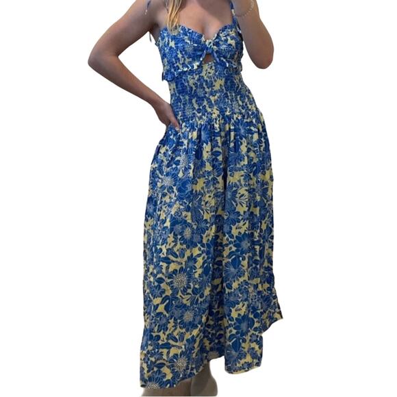 J crew Collection tie-shoulder smocked dress in floral cotton poplin - Picture 1 of 2